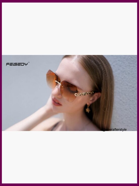 Metal Frame Rimless Sunglasses Diamond Cutting Lens UV400 main image 4